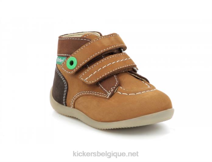 bonkro-2 marron camel tricolore enfants KickersDT22904