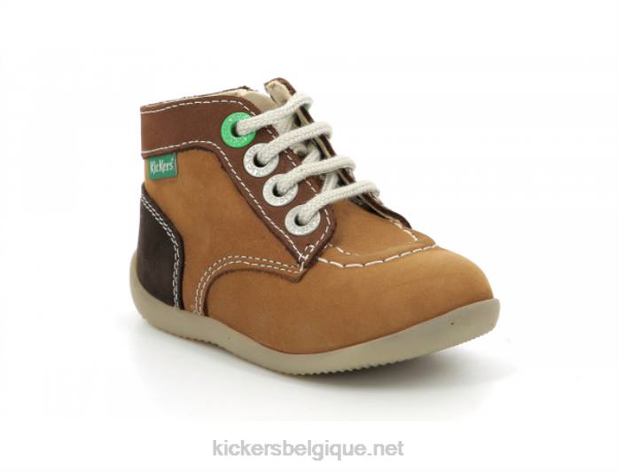 bonzip-2 marron camel tricolore enfants KickersDT22780