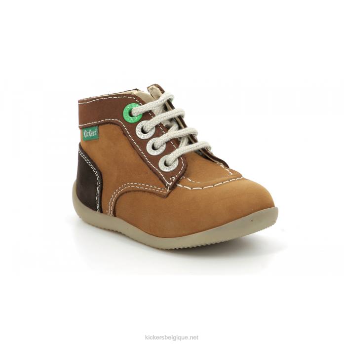bonzip-2 marron camel tricolore enfants KickersDT22780