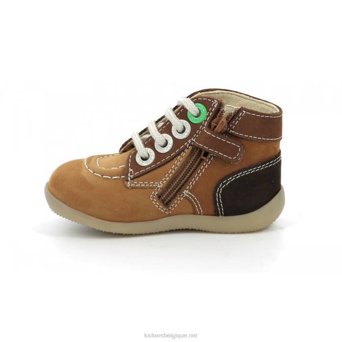 bonzip-2 marron camel tricolore enfants KickersDT22780