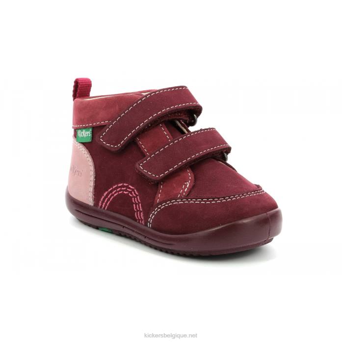 kinop bordeaux rose tricolore enfants KickersDT22928