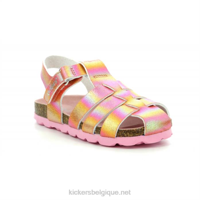 arc-en-ciel rose bronzé enfants KickersDT22644