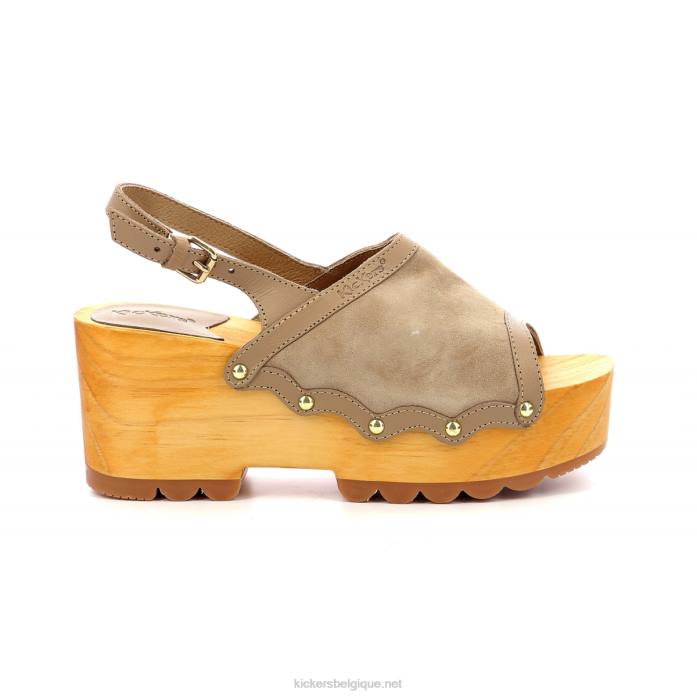 cale de coup de pied bois beige clair femmes KickersDT2213