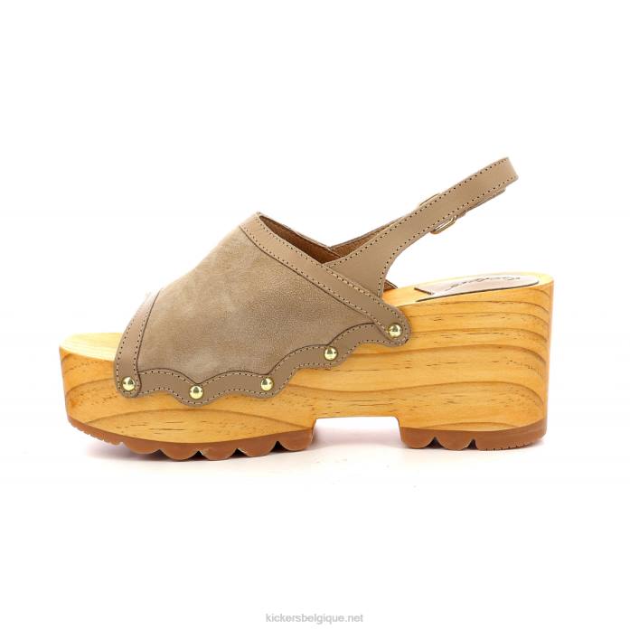cale de coup de pied bois beige clair femmes KickersDT2213